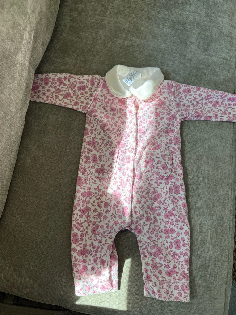 Vintage GAP Pink Floral One-Piece with White Collar